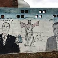 Mural of Obama, MLK, and Jesus