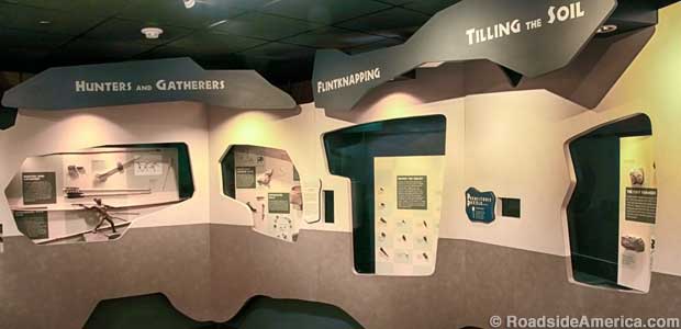 Displays inside the Russell Cave Visitor Center titled 