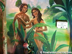 Adam and Eve and the dinosaurs, together again.