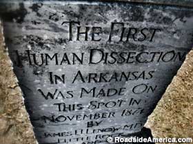 Marker for first human dissection in Arkansas.