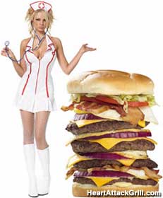 Naughty nurse waitress at the Heart Attack Grill.