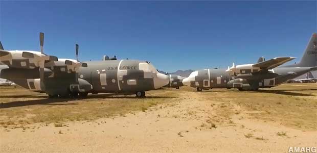 C-130 military transports, sealed to keep out dust and desert critters.