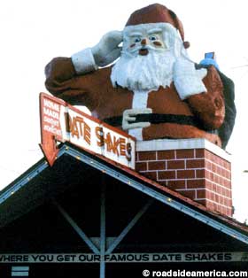 Santa atop the Date Shakes place on Santa Claus Lane, circa 1985.