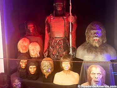 Chimp, gorilla, and orangutan masks from Planet of the Apes.