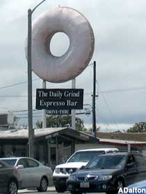 Daily Grind doughnut sign.