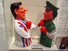 Reagan and Khadaffi puppets.