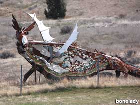 Metal dragon sculpture.