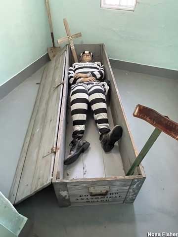 Prison coffin display.