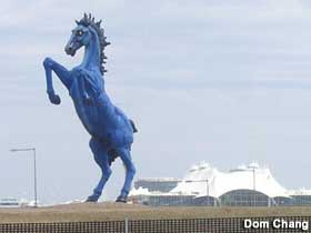 Mustang statue.