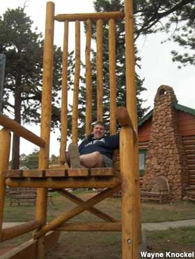 Log rocking chair.