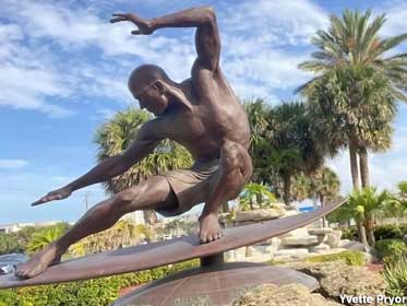 Surfer statue.