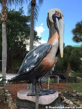 Pelican statue.