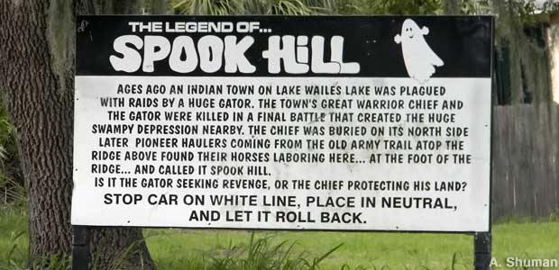 Spook Hill sign.