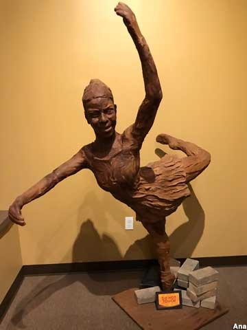 Dancer carved out of chocolate.