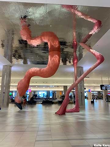 Giant Flamingo art installation.