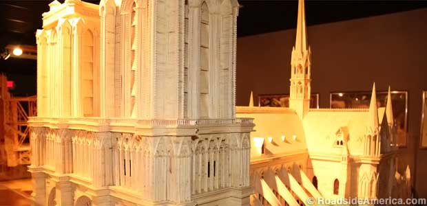 Notre Dame Cathedral in matchsticks.
