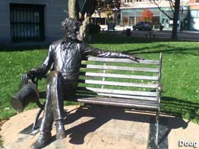 Lincoln on a bench.