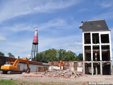 Catsup Bottle and building demoliton.