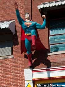 Leaping Superman Statue.