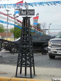 Oil Derrick Main Street sign.