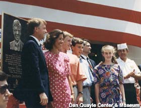Dan Quayle at the dedication of the Dan Quayle plaque.