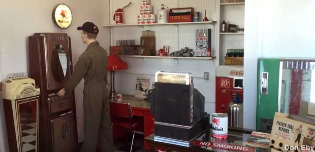 Restored gas station office.
