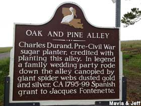 Oak and Pine Alley historical marker.