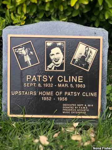 Patsy Cline Upstairs Home plaque.