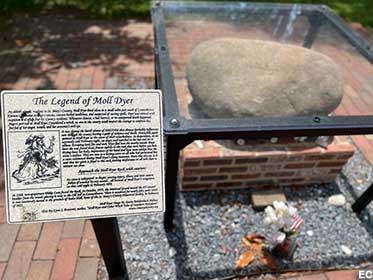 Legend of Moll Dyer sign and rock.