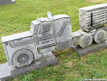 Logging truck tombstone.