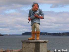 Fish and Man statue.