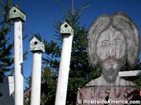 Bird houses and Jesus.