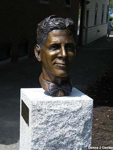Bronze head of Rudy Vallee.