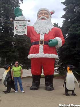 Santa and penguins.