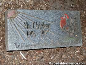chicken mr rooster grave legged plastic celebrity feet roadsideamerica