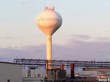 Baseball water tower.