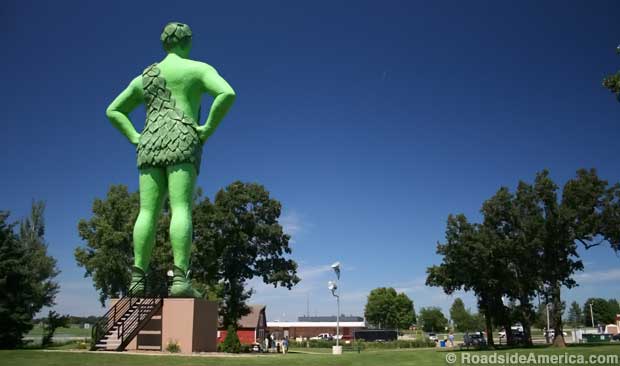 Jolly Green Giant looks northward to the interstate.