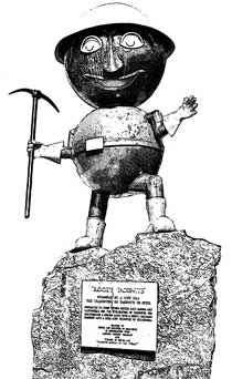 Line art of the Rocky Taconite statue.