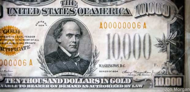 $10,000 gold certificate at the Money Museum.