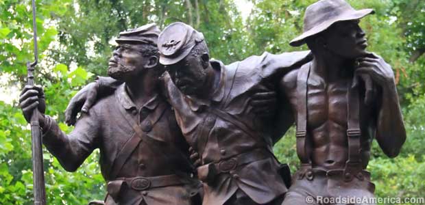 Memorial to the former enslaved men who fought at Vicksburg.