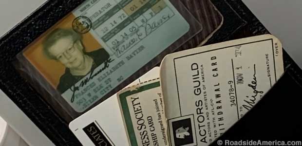 Aunt Bea (Frances Bavier) driver's license and SAG card.