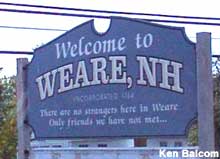 Welcome to Weare, NH, sign.