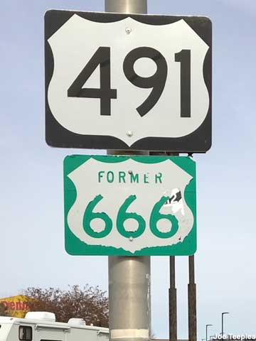 Highway sign for the Former 666.