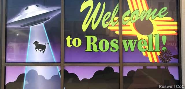 Roswell combines UFO and Native American iconography.