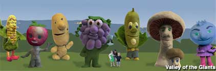 Giant fruit and veggies concept.
