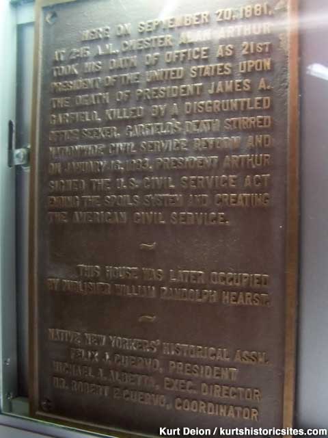 Chester A. Arthur historical plaque.