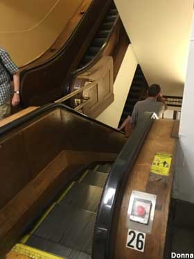 Wooden escalators.