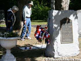 Admirers visit the grave of Uncle Sam.