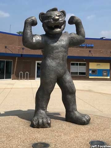 Bearcat statue.