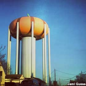 Pumpkin water tower.